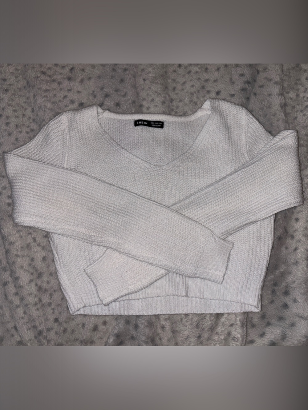 SHEIN White Scoop Neck Knit Sweater